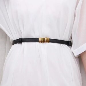 Skinny Bars Black and Gold Accent Belt Adjustable